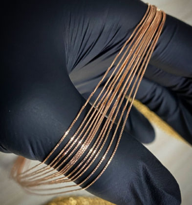 45cm Cadena Tejido Veneciana Oro Rosa 18k Italy 0.95gr 0.55mm