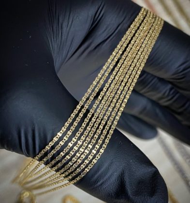 40cm Cadena Tejido Plano Oro Amarillo 18k Italy 1.3gr 1.4mm