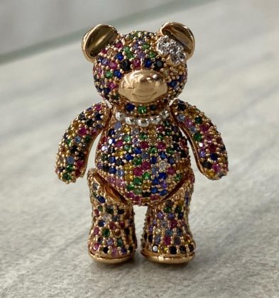 Dije De Oso Articulado Con Swarovski Oro Rosado 18K 8.6 gr 3.0 cm