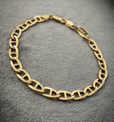 Pulsera Tejido Escalera Oro Amarillo 18k Italy 5.35gr 19.5cm 5.4mm