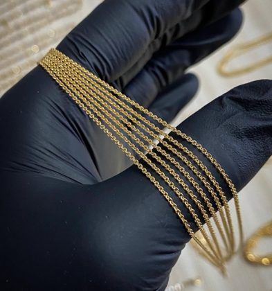 45cm Cadena Tejido Aro Seguido Oro Amarillo 18k Italy 1.9gr 0.8mm