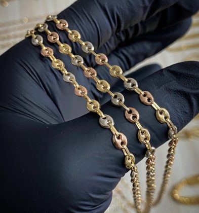 50cm Cadena Tejido GC Tres Oros 18K 7.6gr 4.1mm