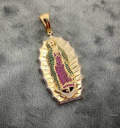 Dije Virgen De Guadalupe Con Swarovski Oro Amarillo 18K 16.95 6.5 cm