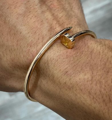 Pulso Aro LV Liso Oro Rosa 18k Italy 7.4gr 17cm