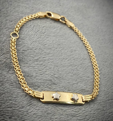 Pulso Tejido Chino Con Placa Dos Oros 18k Italy 4.0gr 15.5cm 2.6mm