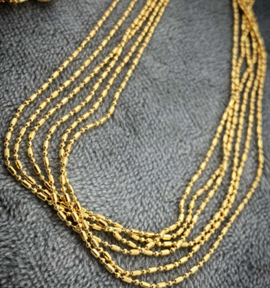 45cm Cadena Tejido Palito Bolita Oro Amarillo 18k Italy 2.2gr 1.0mm