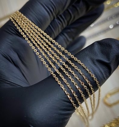 50cm Cadena Tejido Rolon Oro Amarillo 18k Italy 2.15gr 1.4mm