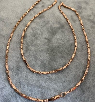 70 cm Cadena Rustica Maciza Oro Rosado 18K 750 40.9 gr 3.5 mm