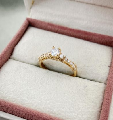 Solitario Con Swarovski Blanco Oro Amarillo 18k 2.25gr #5 1/4