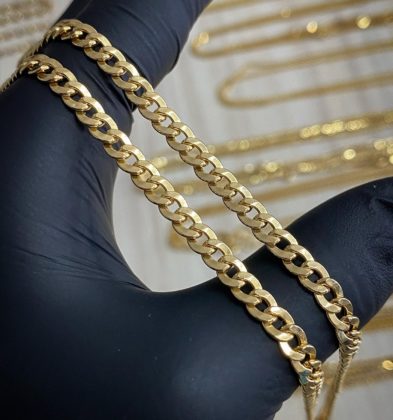 60cm Cadena Tejido Cubano Oro Amarillo 18k Italy 15.3gr 4.7mm