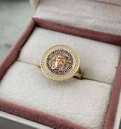 Anillo De Medusa Con Swarovski Dos Oros 18k 4.3gr Talla # 6