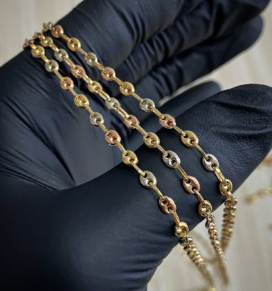 50cm Cadena Tejido GC Tres Oros 18K 6.5gr 3.1 mm