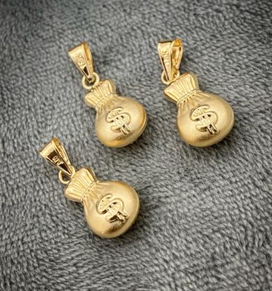 Dije De Bolsa De Dinero Oro Amarillo 18k 0.75gr 2.0 cm