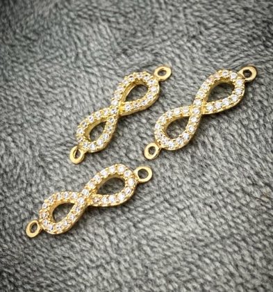 Herraje De Infinito Con Swarovskis Blanco En Oro Amarillo 18k 0.55gr 1.8cm