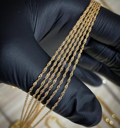 50cm Cadena Tejido Singapur Oro Amarillo 18k Italy 1.7gr 1.3mm