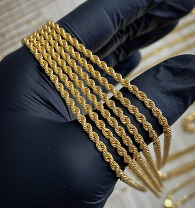 45cm Cadena Tejido Lazo Oro Amarillo 18k Italy 4.4gr 2.6mm