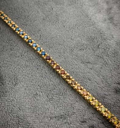 Pulso Tennis Con 4.2 Qts De Diamantes en Oro Amarillo 18k 20.2gr 18cm 3.5mm