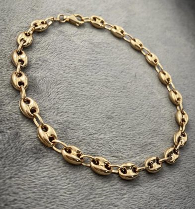 Tobillera Tejido GC Oro Amarillo 18k Italy 9.8gr 24.5cm 5.9mm