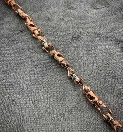 Pulso Rustico Oro Amarillo Y Blanco 18k 22.7 gr 18 cm