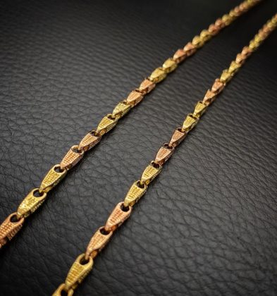 55cm Cadena Tejido Rustico Dos Oros 18k 28.9gr 3.1mm