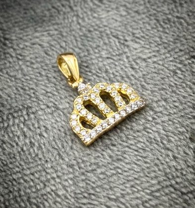 Dije De Corona Con Swarovski Con Swarovski Oro Amarillo 18k 1.2gr 1.6cm