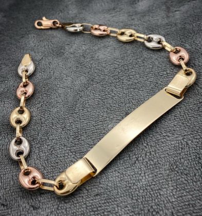 Pulso Tejido GC Con Placa Tres Oros 18k 9.8gr  22cm