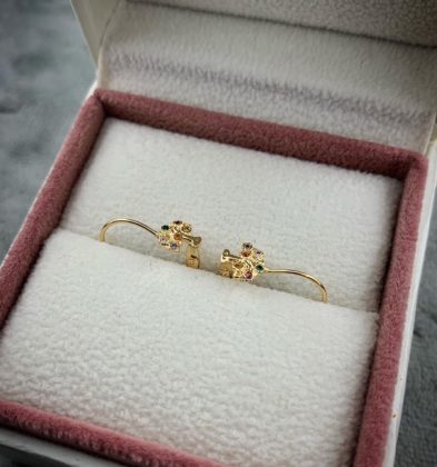 Aretes De Arbol Con Swarovski Oro Amarillo 18k 1.1gr 1.5cm