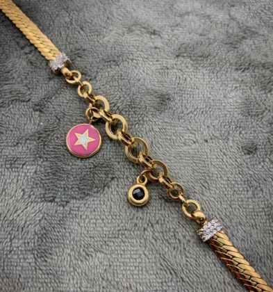 Pulso Tejido Escama Con Aro Oro Amarillo 18k Italy 9.3gr 22 cm