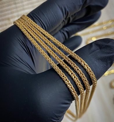 60cm Cadena Tejido Franco Oro Amarillo 18k Italy 6.4gr 1.7mm