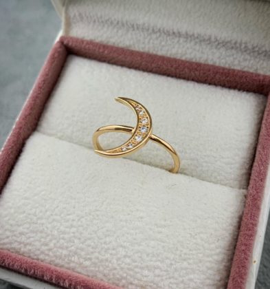 Anillo De Luna Con Swarovski Blanco Oro Amarillo 18k 1.6 gr #6
