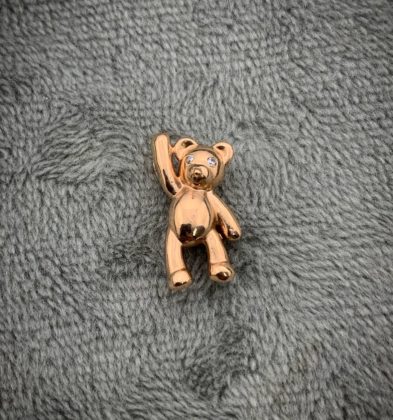 Dije De Oso Con Swarovski Blanco Oro Rosado 18K 1.5 gr 1.5 cm
