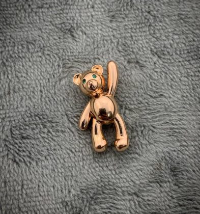 Dije De Oso Con Swarovski Verde Oro Rosa 18k 3.2gr 2cm