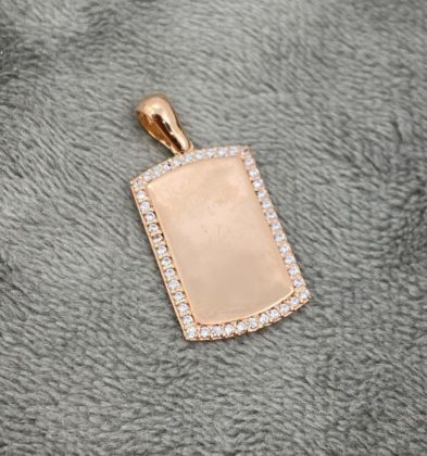 Dije De Placa Con Swarovski Oro Rosa 18k 2.55gr 2.6cm