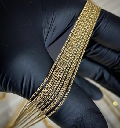 45cm Cadena en tejido Mini cubana en Oro Amarillo 18K italy 0.9gr