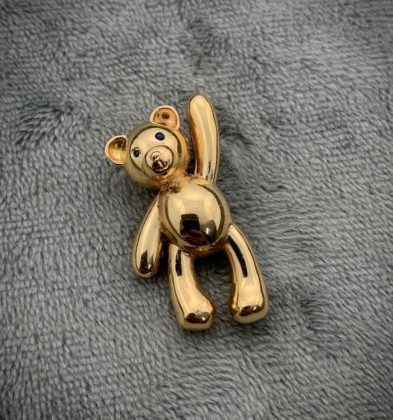 Dije De Oso Con Swarovski Azul Oro Amarillo 18k 750 8.6gr 3cm