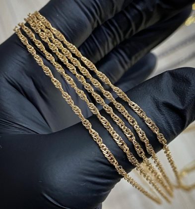 45cm Cadena Tejido Singapur Oro Amarillo 18k 1.5gr 1.4mm