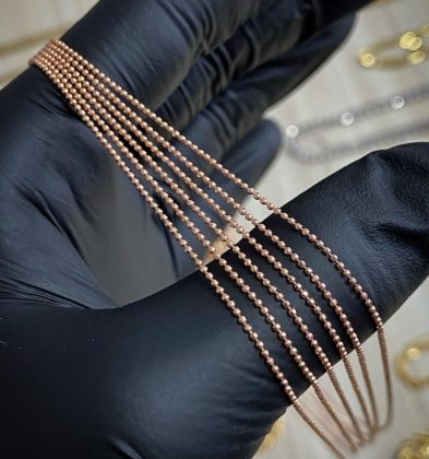 45cm Cadena Mini Militar Oro Rosa 18k Italy 2.2gr 0.9mm