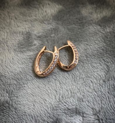 Candongas Ovalada Con Swarovski Oro Rosa 18k 1.8gr 11.4mm