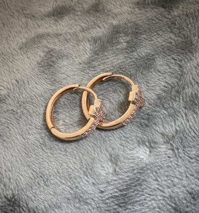 Candongas Con Cruz Swarovski Oro Rosa 18k 2.75gr 15.6mm