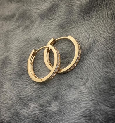 Candongas Con Swarovski Blanco Oro Amarillo 18k 2.4gr 15.8mm