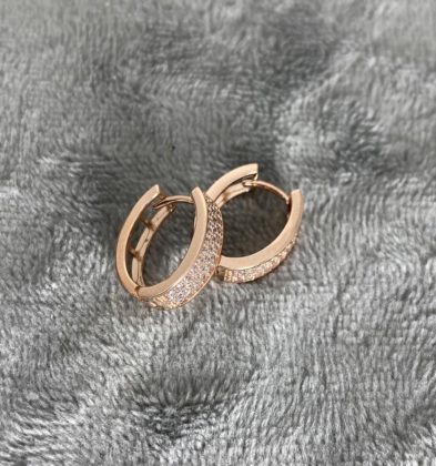 Candongas Ovalada Con Swarovski Oro Rosa 18k 3.0gr 13.7mm