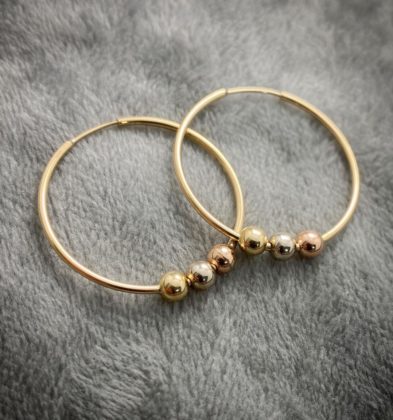 Candongas con Bolas 3mm Tres Oros 18K 1.35gr