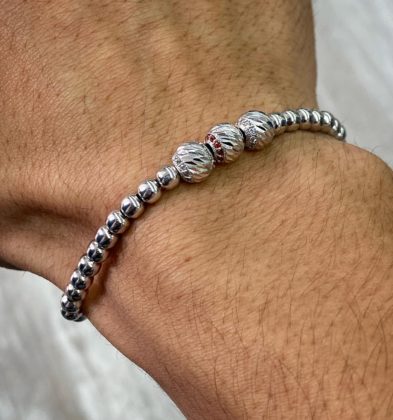 Pulsera En Hilo Negro Con Swarovski Oro Blanco 18k